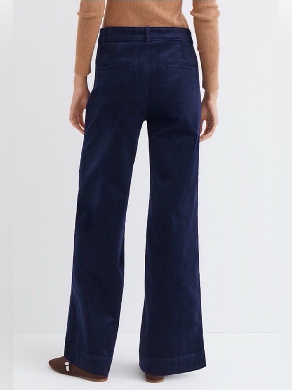 LOFT The Palmer Patch Pocket Wide Leg Pants Navy Corduroy High Rise Size 0 EUC - Picture 2 of 9